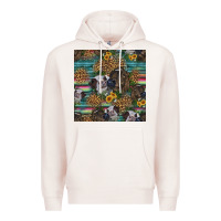 Pale Pink western two cute heifers seamless pattern Premium Hoodie - HRA Design Shop