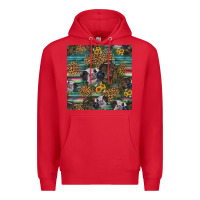 Red western two cute heifers seamless pattern Premium Hoodie - HRA Design Shop