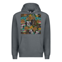 Rock western two cute heifers seamless pattern Premium Hoodie - HRA Design Shop