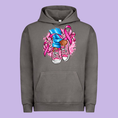 Cancer Ribbon Pink Converse And Flowers Urban Hoodie Designed By Adodesignshop