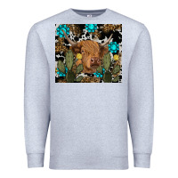 Heather Grey western cow Premium Sweatshirt - RanaPortraitStore