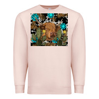 Pale Pink western cow Premium Sweatshirt - RanaPortraitStore