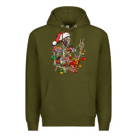Army Green Christmas lights and skeleton Premium Hoodie - FaDigitalArtStudio