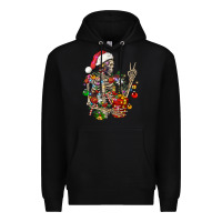 Black Christmas lights and skeleton Premium Hoodie - FaDigitalArtStudio