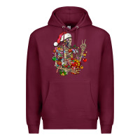 Burgundy Christmas lights and skeleton Premium Hoodie - FaDigitalArtStudio