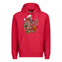 Cardinal Christmas lights and skeleton Premium Hoodie - FaDigitalArtStudio
