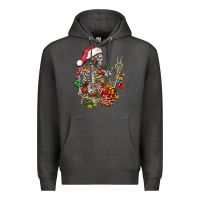 Charcoal Heather Christmas lights and skeleton Premium Hoodie - FaDigitalArtStudio