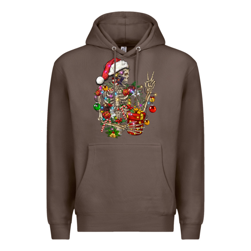 Christmas Lights And Skeleton Premium Hoodie by FaDigitalArtStudio | Teevron