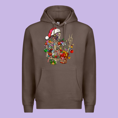 Christmas Lights And Skeleton Premium Hoodie Designed By Fadigitalartstudio