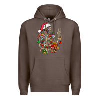 Coffee Christmas lights and skeleton Premium Hoodie - FaDigitalArtStudio
