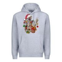 Heather Grey Christmas lights and skeleton Premium Hoodie - FaDigitalArtStudio
