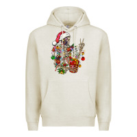 Oatmeal Heather Christmas lights and skeleton Premium Hoodie - FaDigitalArtStudio