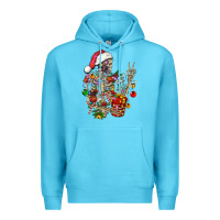 Ocean Blue Christmas lights and skeleton Premium Hoodie - FaDigitalArtStudio