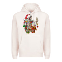 Pale Pink Christmas lights and skeleton Premium Hoodie - FaDigitalArtStudio