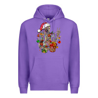 Purple Christmas lights and skeleton Premium Hoodie - FaDigitalArtStudio