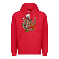 Red Christmas lights and skeleton Premium Hoodie - FaDigitalArtStudio