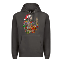 Smoke Christmas lights and skeleton Premium Hoodie - FaDigitalArtStudio