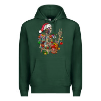 Sports Green Christmas lights and skeleton Premium Hoodie - FaDigitalArtStudio