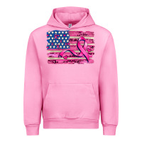 Fuchsia Pink american flag and  cancer ribbon pattern Urban Hoodie - AdoDesignShop