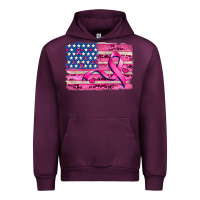 Mauve Wine american flag and  cancer ribbon pattern Urban Hoodie - AdoDesignShop