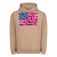 Pigment Burro american flag and  cancer ribbon pattern Urban Hoodie - AdoDesignShop