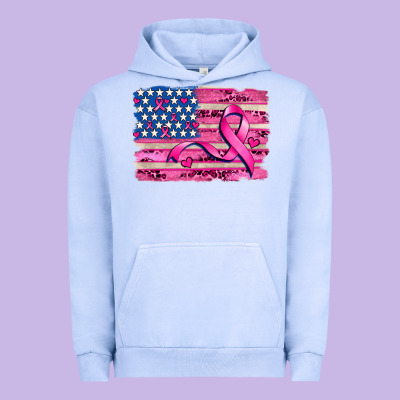 American Flag And  Cancer Ribbon Pattern Urban Hoodie Designed By Adodesignshop