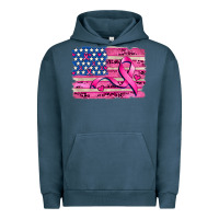 Pigment Midnight Navy american flag and  cancer ribbon pattern Urban Hoodie - AdoDesignShop