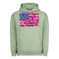 Pigment Oil Green american flag and  cancer ribbon pattern Urban Hoodie - AdoDesignShop