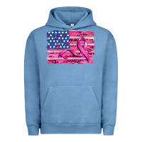Pigment Pebble Blue american flag and  cancer ribbon pattern Urban Hoodie - AdoDesignShop