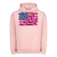 Pigment Salmon american flag and  cancer ribbon pattern Urban Hoodie - AdoDesignShop