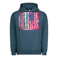 Pigment Midnight Navy warrior breast cancer and american flag Urban Hoodie - AdoDesignShop