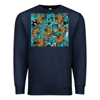 Navy western aztec highland cow Premium Sweatshirt - RanaPortraitStore