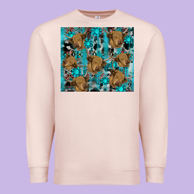 Premium Sweatshirt western aztec highland cow