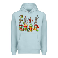 Blue Mist christmas skeleton coffee cups Premium Hoodie - FaDigitalArtStudio