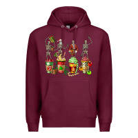 Burgundy christmas skeleton coffee cups Premium Hoodie - FaDigitalArtStudio