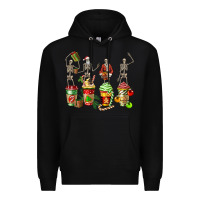 Black christmas skeleton coffee cups Premium Hoodie - FaDigitalArtStudio