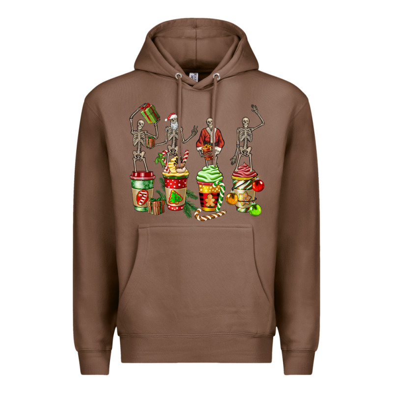 Christmas Skeleton Coffee Cups Premium Hoodie by FaDigitalArtStudio | Teevron