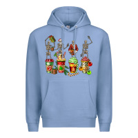 Colony Blue christmas skeleton coffee cups Premium Hoodie - FaDigitalArtStudio