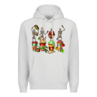 Dove Grey christmas skeleton coffee cups Premium Hoodie - FaDigitalArtStudio