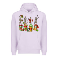 Lilac christmas skeleton coffee cups Premium Hoodie - FaDigitalArtStudio