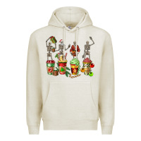 Oatmeal Heather christmas skeleton coffee cups Premium Hoodie - FaDigitalArtStudio