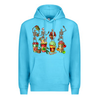 Ocean Blue christmas skeleton coffee cups Premium Hoodie - FaDigitalArtStudio