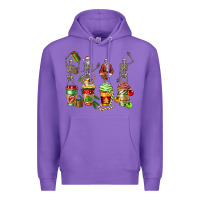 Purple christmas skeleton coffee cups Premium Hoodie - FaDigitalArtStudio