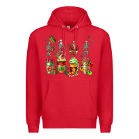 Red christmas skeleton coffee cups Premium Hoodie - FaDigitalArtStudio