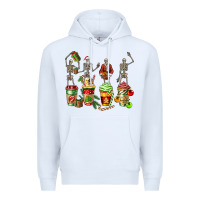 White christmas skeleton coffee cups Premium Hoodie - FaDigitalArtStudio