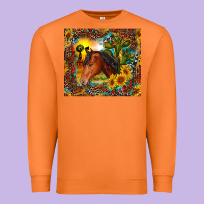 Premium Sweatshirt western horse and sunflower