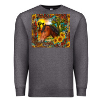 Charcoal Heather western horse and sunflower Premium Sweatshirt - RanaPortraitStore