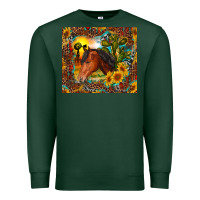 Sports Green western horse and sunflower Premium Sweatshirt - RanaPortraitStore