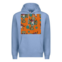 Colony Blue western cross and bull skull seamless pattern Premium Hoodie - HRA Design Shop