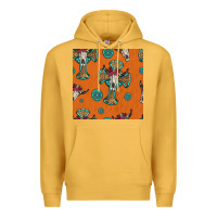 Mustard western cross and bull skull seamless pattern Premium Hoodie - HRA Design Shop